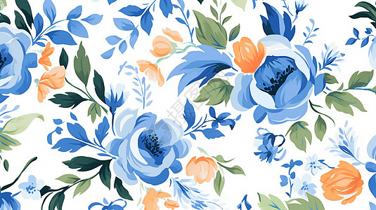 蓝色漂亮的卡通玫瑰花花朵背景图片