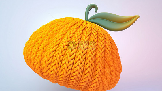 橙色可爱的立体卡通毛线帽图片