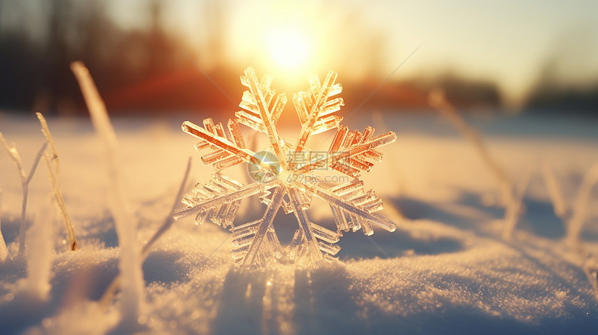 冬天在雪地上超精致的雪花图片