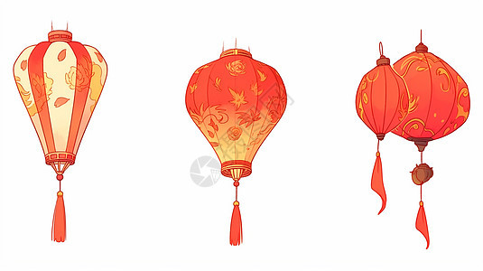 春节喜庆的红色卡通灯笼图片