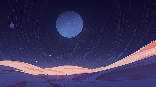 星空下梦幻的卡通沙漠图片
