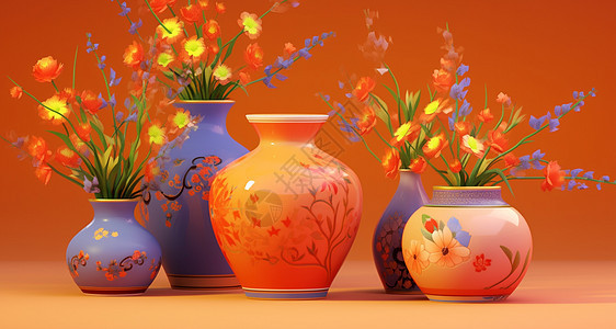 小清新陶瓷质感漂亮的卡通花瓶图片