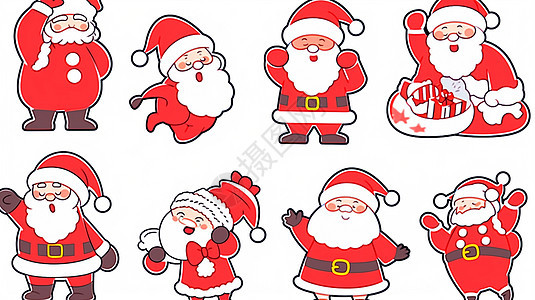 各种造型可爱的卡通圣诞老人图片