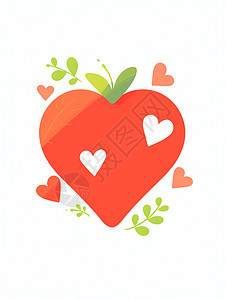 爱心形状可爱卡通西红柿蔬菜背景图片