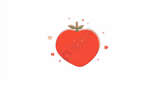 简约可爱的爱心形状卡通水果图片