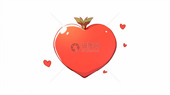 微笑表情可爱的卡通西红柿爱心形状图片