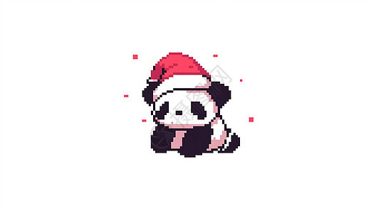戴着圣诞帽可爱的卡通大熊猫图片