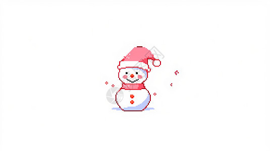 戴着圣诞帽微笑的马赛克风卡通小雪人图片