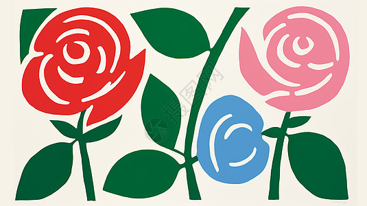 几朵漂亮的简约卡通玫瑰花背景图片