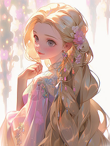 金色长发漂亮的卡通小公主图片