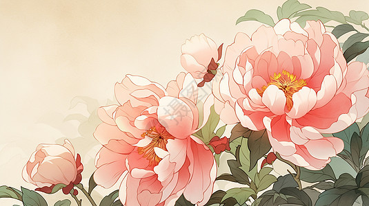 大朵盛开的华丽粉色牡丹花图片