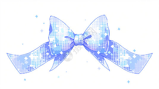 蓝色马赛克风漂亮的卡通蝴蝶结图片