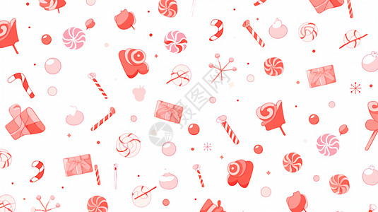 多个可爱的卡通圣诞糖果元素背景图片