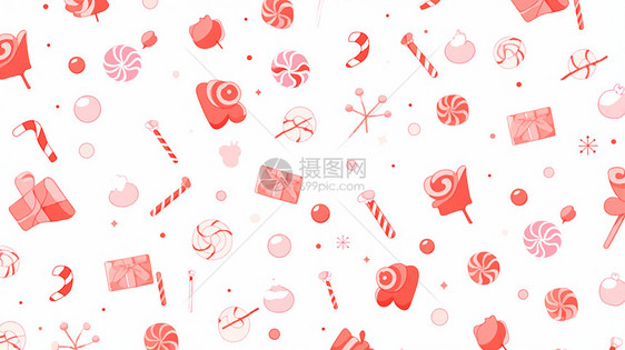 多个可爱的卡通圣诞糖果元素背景图片