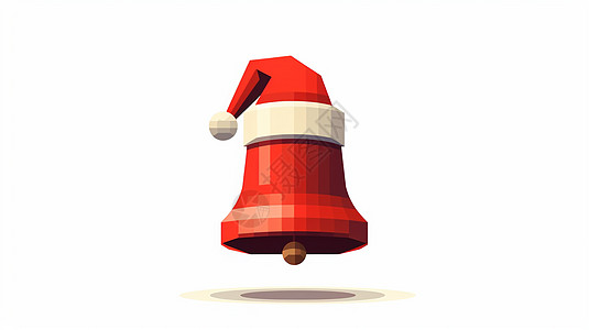 圣诞帽子戴着帽子的卡通圣诞铃铛马赛克风插画