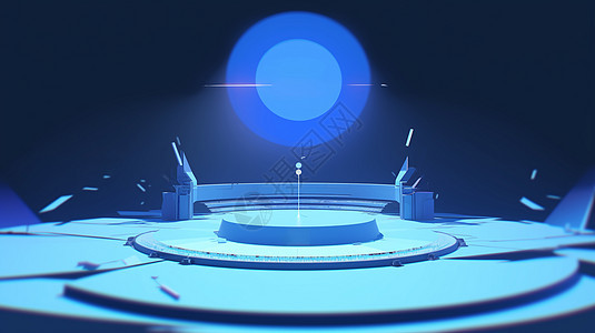 科技未来感蓝色调卡通舞台背景背景图片