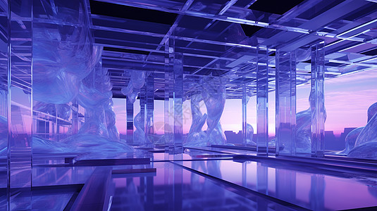 紫色调透明玻璃超现实背景图片