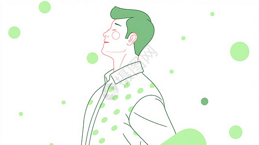 绿色头发简约的卡通男人图片