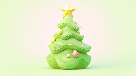 可爱的黏土风立体卡通圣诞树图片