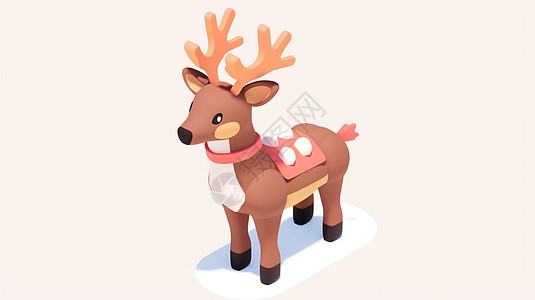 有角的可爱棕色卡通圣诞小驯鹿图片