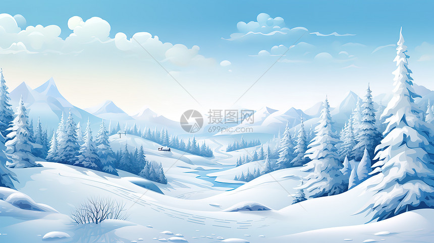 冬天雪景大雪海报图片