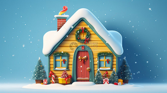 雪中圣诞小屋图片