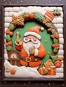 开心笑可爱的卡通圣诞老人装饰画立体黏土风图片