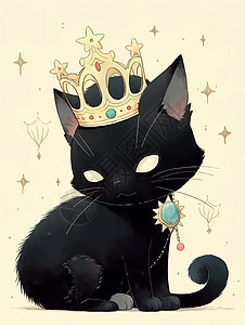 戴着皇冠妩媚可爱的卡通猫图片