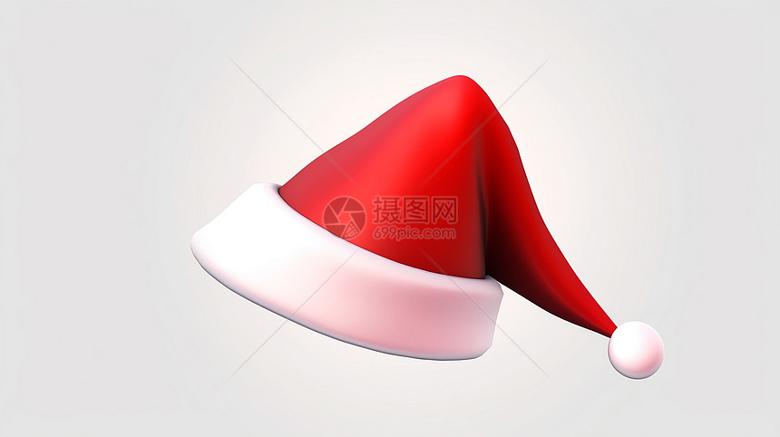 立体简约的红色卡通圣诞帽图片