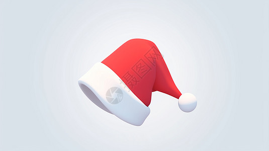 有白边和毛球的红色可爱卡通圣诞帽图片