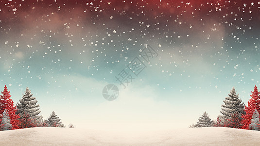 雪中梦幻的卡通森林背景背景图片