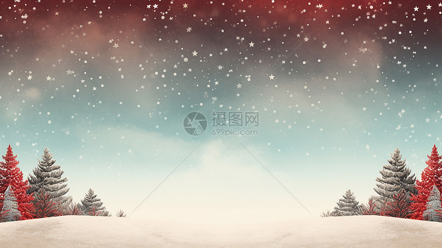 雪中梦幻的卡通森林背景图片