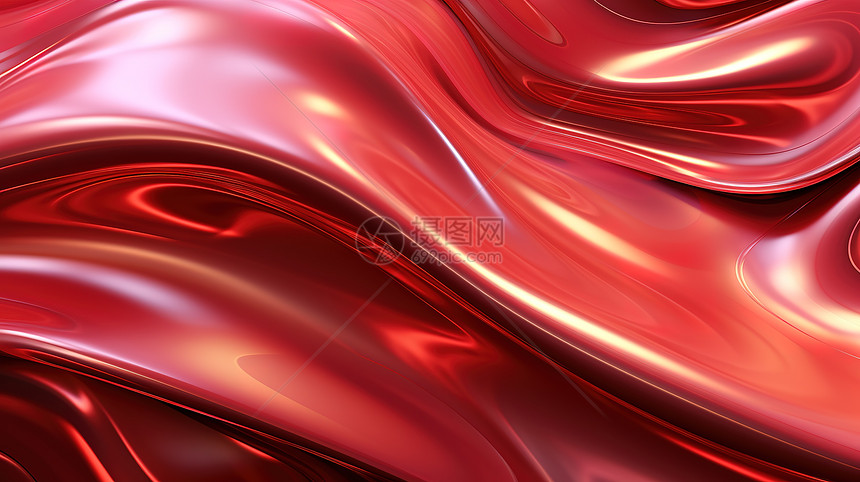 红色金属质感流体图片