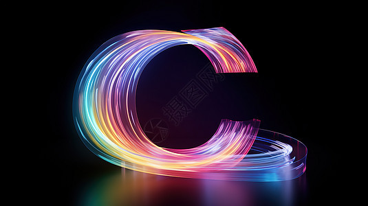 彩虹光波字母C背景图片