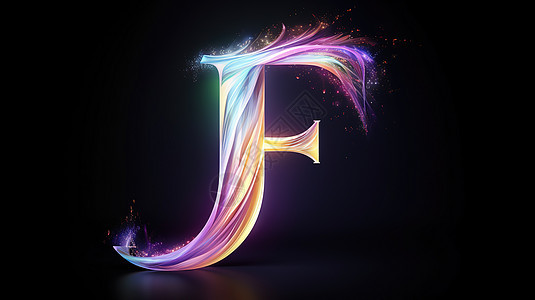 彩虹光波大写字母F背景图片