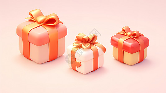 3个礼物盒3D图标图片