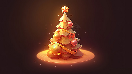 3D红色圣诞树背景图片