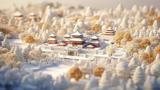 冬天下雪的北京城图片