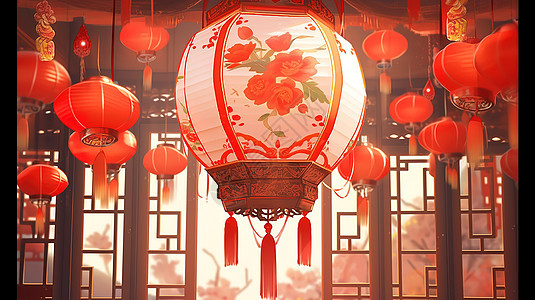 中国风传统悬挂灯笼图片