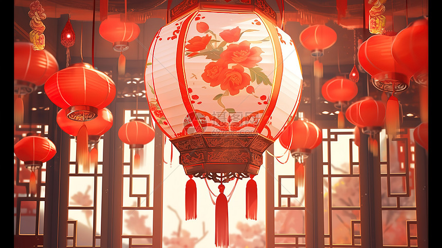 中国风传统悬挂灯笼图片