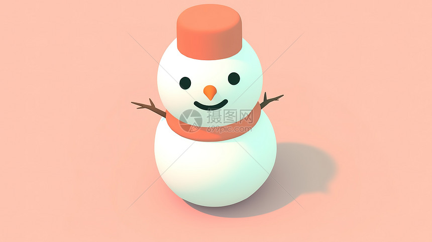 可爱卡通小雪人3D图标图片