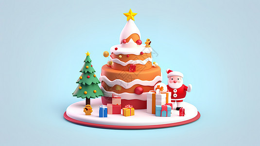 可爱圣诞蛋糕背景图片