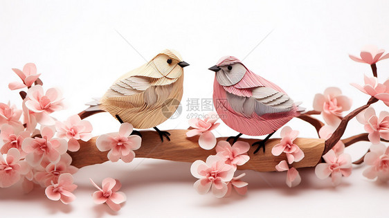 3D春天梅花和小鸟图片