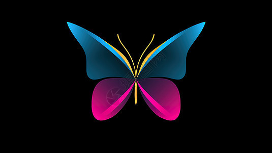 精致设计蝴蝶标志黑色背景图片