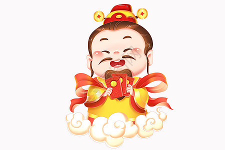 福禄寿喜财卡通神仙发红包人物形象背景图片