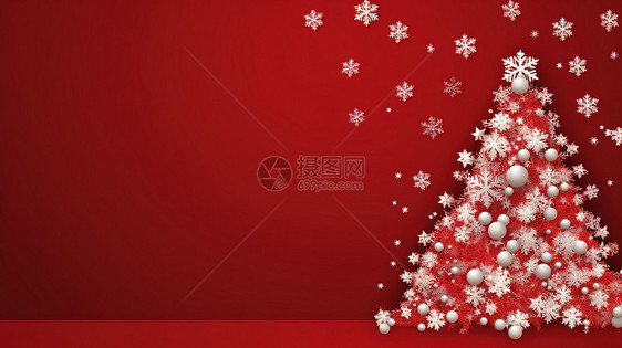 圣诞节圣诞树红色背景图片