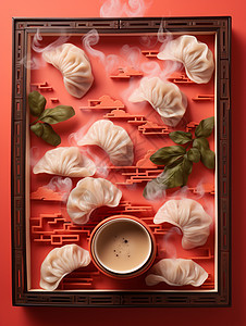 喜庆美味的饺子装饰画背景图片