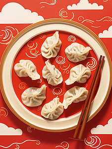 春节传统美食美味的饺子图片