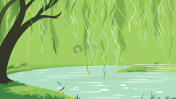 春天绿色的柳树图片