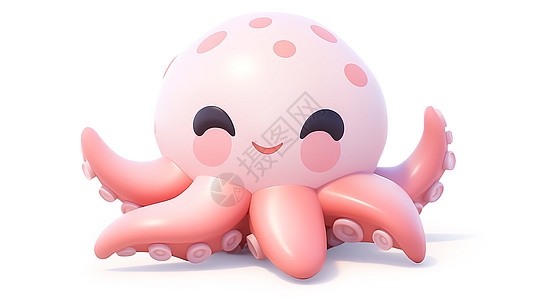 3D可爱的小章鱼图标背景图片